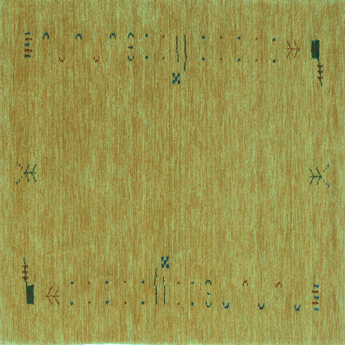 Square Machine Washable Abstract Turquoise Contemporary Area Rugs, wshcon166turq