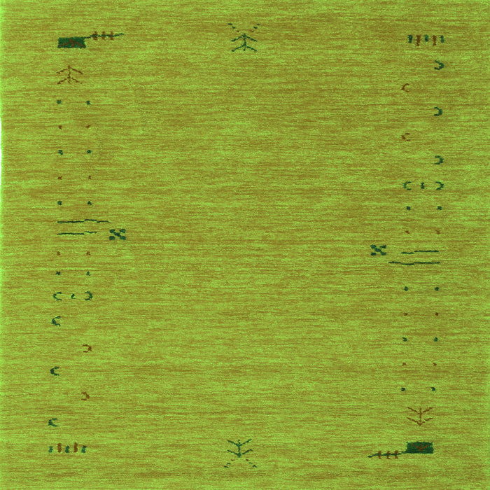 Round Machine Washable Abstract Green Contemporary Area Rugs, wshcon166grn