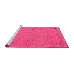 Sideview of Machine Washable Abstract Pink Contemporary Rug, wshcon166pnk