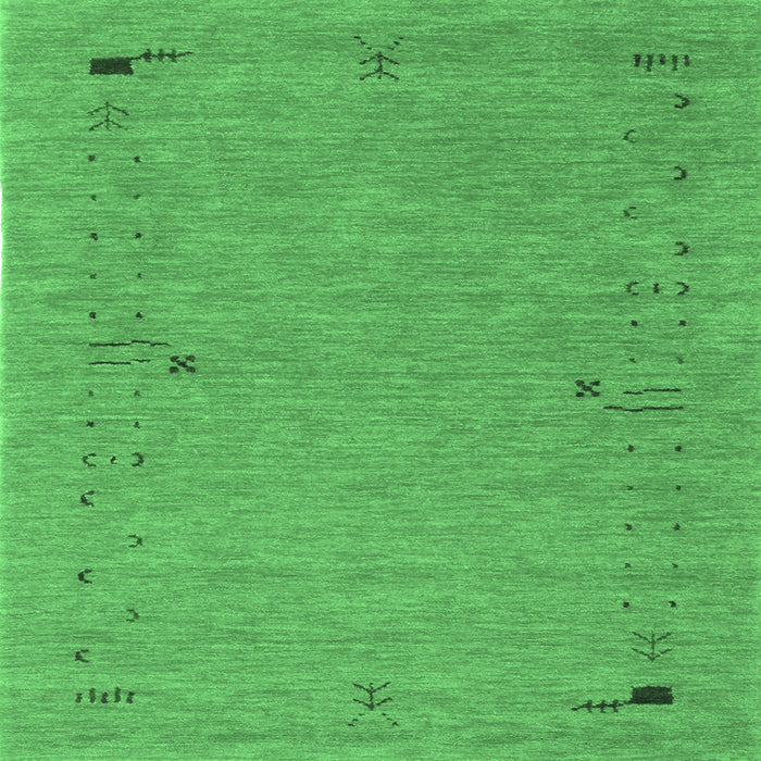 Square Machine Washable Abstract Emerald Green Contemporary Area Rugs, wshcon166emgrn