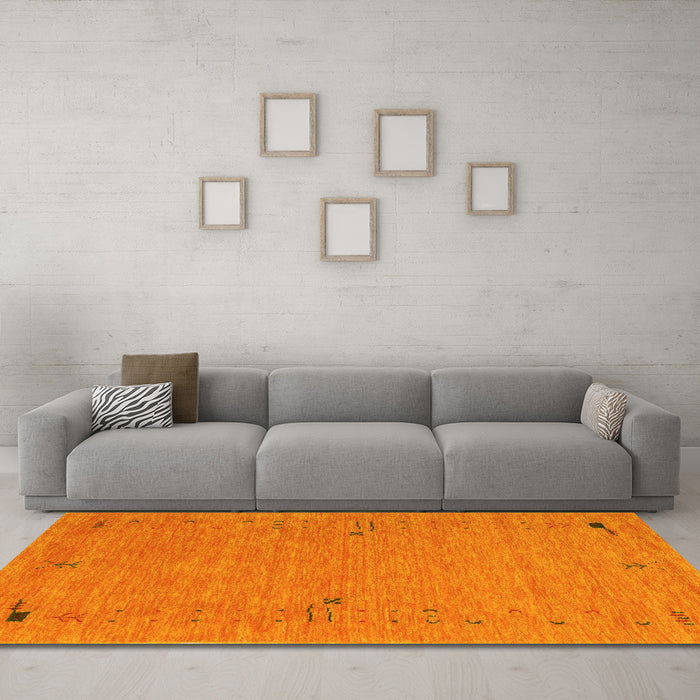 Machine Washable Abstract Yellow Contemporary Rug in a Living Room, wshcon166yw