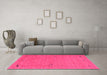 Machine Washable Abstract Pink Contemporary Rug in a Living Room, wshcon166pnk