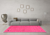 Machine Washable Abstract Pink Contemporary Rug, wshcon166pnk