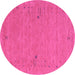 Round Machine Washable Abstract Purple Contemporary Area Rugs, wshcon166pur