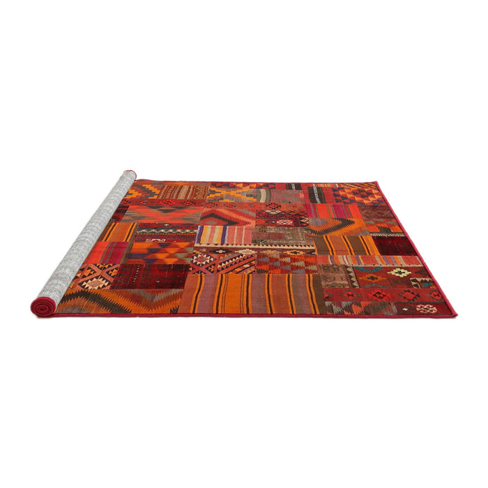 Serging Thickness of Machine Washable Contemporary Red Rug, wshcon1670