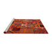 Serging Thickness of Machine Washable Contemporary Red Rug, wshcon1670