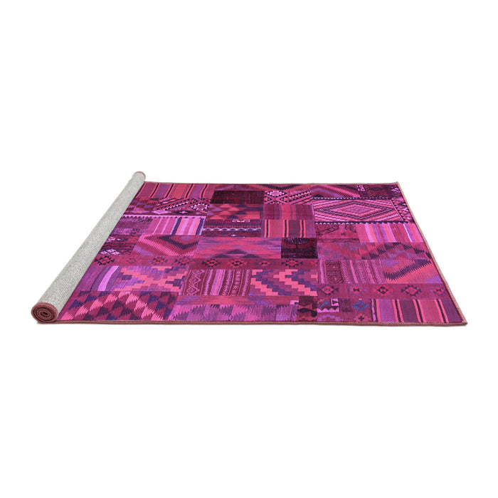Sideview of Machine Washable Patchwork Purple Transitional Area Rugs, wshcon1670pur
