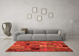 Machine Washable Patchwork Orange Transitional Area Rugs in a Living Room, wshcon1670org