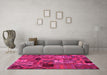 Machine Washable Patchwork Pink Transitional Rug in a Living Room, wshcon1670pnk