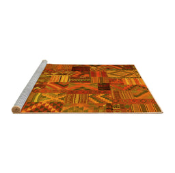 Sideview of Machine Washable Patchwork Yellow Transitional Rug, wshcon1670yw