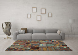 Machine Washable Patchwork Light Blue Transitional Rug in a Living Room, wshcon1670lblu