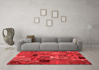 Machine Washable Patchwork Red Transitional Rug, wshcon1670red