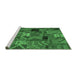 Sideview of Machine Washable Patchwork Emerald Green Transitional Area Rugs, wshcon1670emgrn