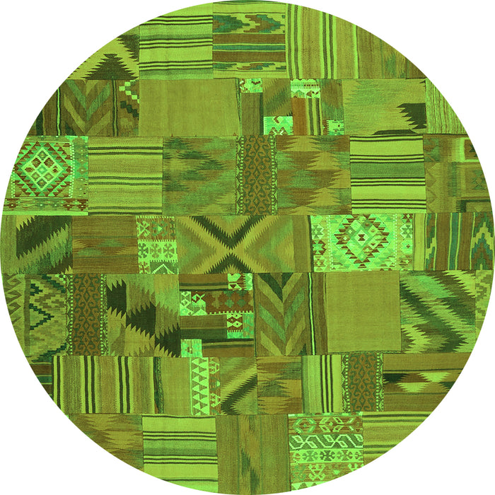 Machine Washable Patchwork Green Transitional Area Rugs, wshcon1671grn