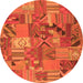 Square Patchwork Orange Transitional Rug, con1671org