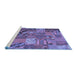 Sideview of Machine Washable Patchwork Blue Transitional Rug, wshcon1671blu