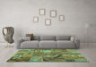 Machine Washable Patchwork Turquoise Transitional Area Rugs in a Living Room,, wshcon1671turq