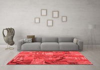 Machine Washable Patchwork Red Transitional Rug, wshcon1671red