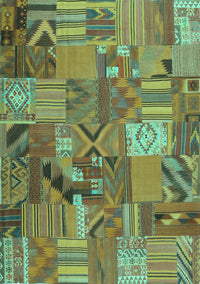 Patchwork Turquoise Transitional Rug, con1671turq