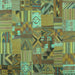 Square Machine Washable Patchwork Turquoise Transitional Area Rugs, wshcon1671turq