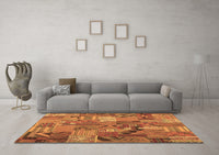 Machine Washable Patchwork Brown Transitional Rug, wshcon1671brn