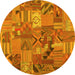 Round Patchwork Yellow Transitional Rug, con1671yw