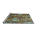 Sideview of Machine Washable Patchwork Light Blue Transitional Rug, wshcon1671lblu