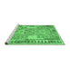 Sideview of Machine Washable Abstract Emerald Green Contemporary Area Rugs, wshcon1672emgrn