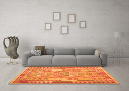 Machine Washable Abstract Orange Contemporary Area Rugs in a Living Room, wshcon1672org