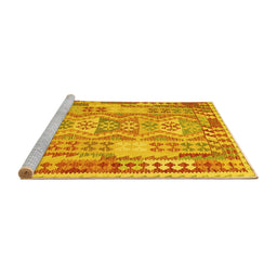 Sideview of Machine Washable Abstract Yellow Contemporary Rug, wshcon1672yw