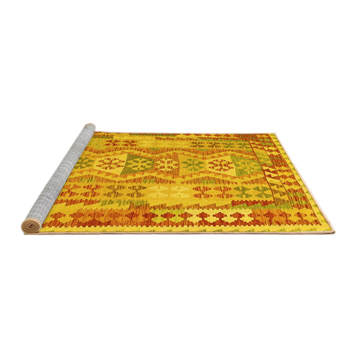 Sideview of Machine Washable Abstract Yellow Contemporary Rug, wshcon1672yw