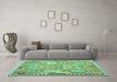 Machine Washable Abstract Turquoise Contemporary Area Rugs in a Living Room,, wshcon1672turq