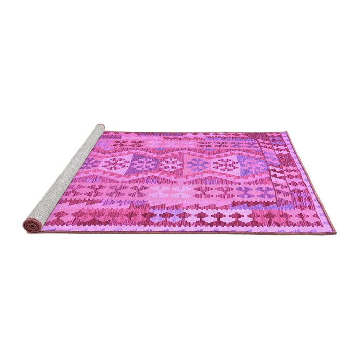 Sideview of Machine Washable Abstract Purple Contemporary Area Rugs, wshcon1672pur