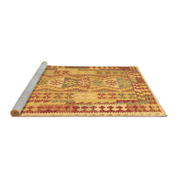 Sideview of Machine Washable Abstract Brown Contemporary Rug, wshcon1672brn