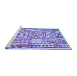 Sideview of Machine Washable Abstract Blue Contemporary Rug, wshcon1672blu
