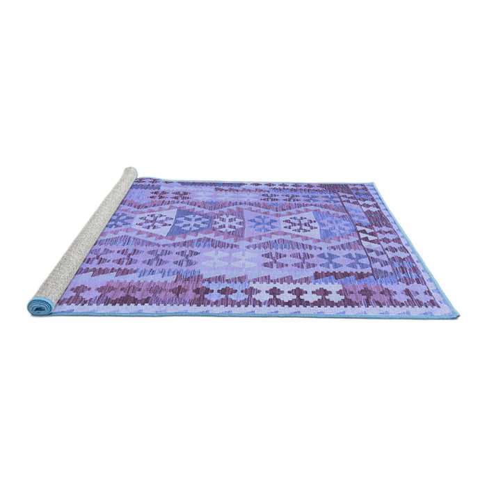 Sideview of Machine Washable Abstract Blue Contemporary Rug, wshcon1672blu