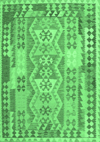 Abstract Emerald Green Contemporary Rug, con1672emgrn