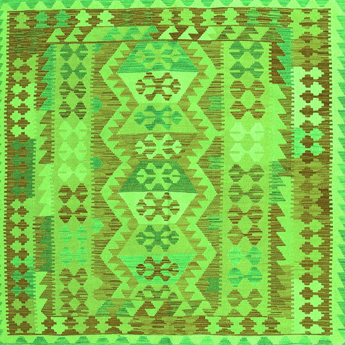 Serging Thickness of Abstract Green Contemporary Rug, con1672grn