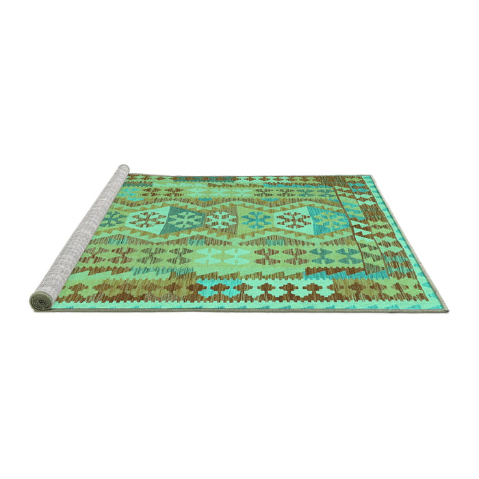 Sideview of Machine Washable Abstract Turquoise Contemporary Area Rugs, wshcon1672turq