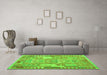 Machine Washable Abstract Green Contemporary Area Rugs in a Living Room,, wshcon1672grn