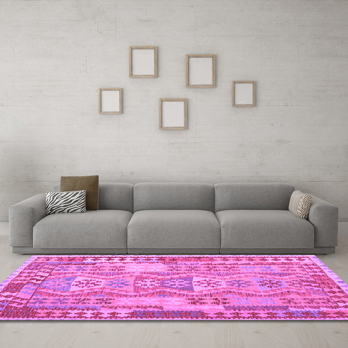 Machine Washable Abstract Purple Contemporary Area Rugs in a Living Room, wshcon1672pur