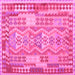 Square Abstract Pink Contemporary Rug, con1672pnk