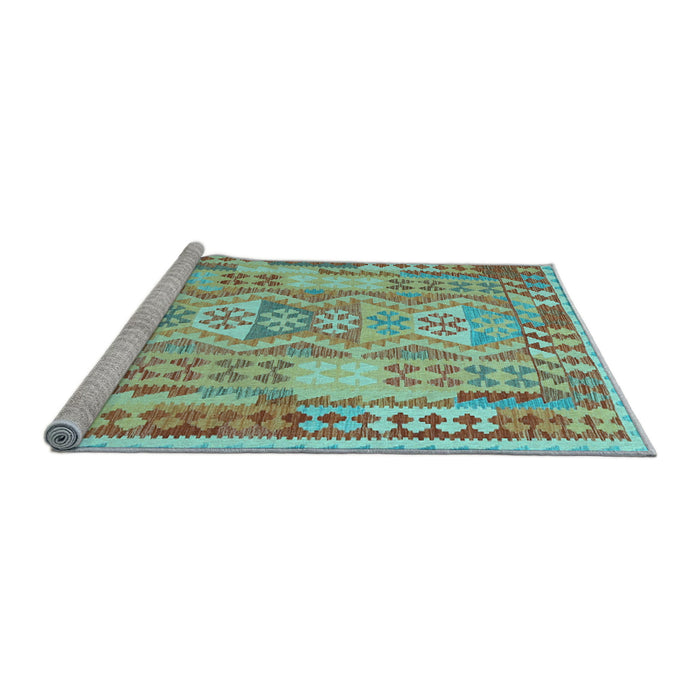 Sideview of Machine Washable Abstract Light Blue Contemporary Rug, wshcon1672lblu