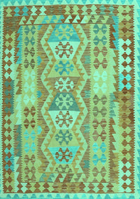 Abstract Turquoise Contemporary Rug, con1672turq