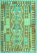 Abstract Turquoise Contemporary Rug, con1672turq