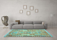 Machine Washable Abstract Light Blue Contemporary Rug, wshcon1672lblu