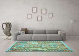 Machine Washable Abstract Light Blue Contemporary Rug in a Living Room, wshcon1672lblu