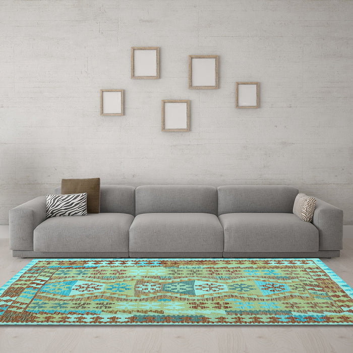 Machine Washable Abstract Light Blue Contemporary Rug in a Living Room, wshcon1672lblu