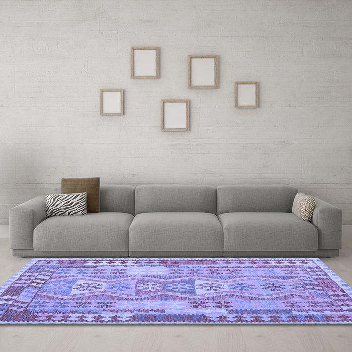 Machine Washable Abstract Blue Contemporary Rug in a Living Room, wshcon1672blu
