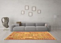 Machine Washable Abstract Brown Contemporary Rug, wshcon1672brn